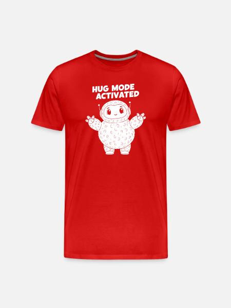 Hug Mode Activates Cuddly Creature Illustration - Men's Premium Organic T-Shirt - red