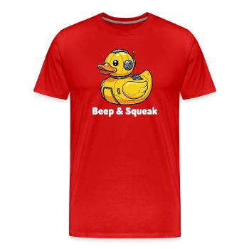 Beep & Squeak Robot Duck - Men's Premium Organic T-Shirt - red - Front - Damien (186cm)