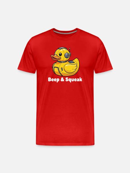 Beep & Squeak Robot Duck - Men's Premium Organic T-Shirt - red