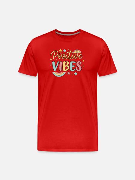 Rainbow Positive Vibes - Men's Premium Organic T-Shirt - red