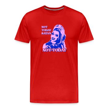 Pas aujourd’hui Satan Pop Art - T-shirt bio Premium Homme - rouge - Devant - Damien (186cm)