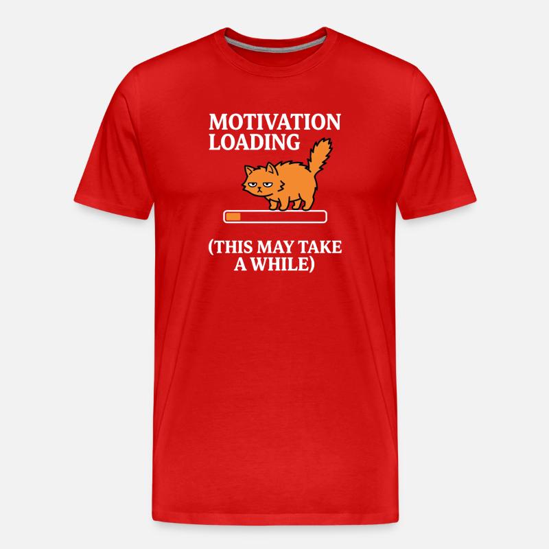Motivation Loading Müde Katze mit Ladebalken - Männer Premium Bio T-Shirt - Rot
