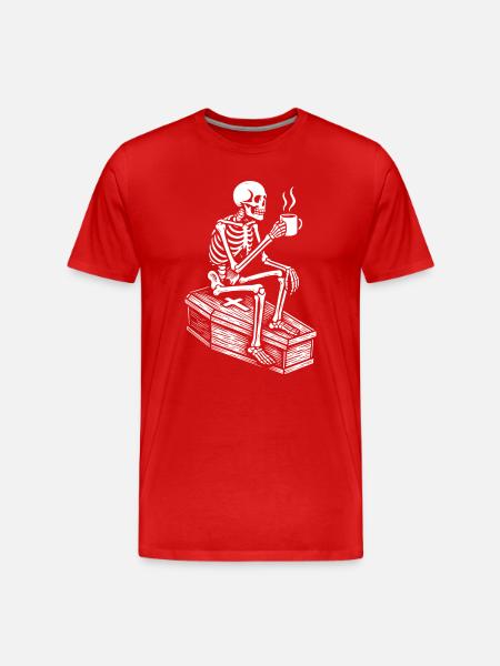 Skeleton drinking espresso - Men's Premium Organic T-Shirt - red