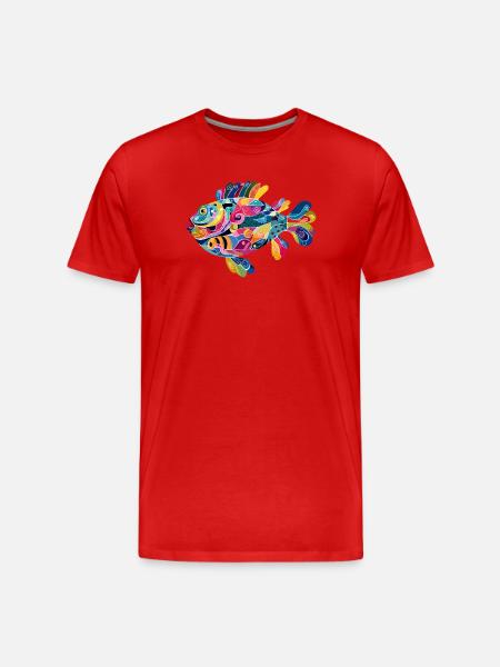 Bunter Abstractfisch Spiralen - Männer Premium Bio T-Shirt - Rot