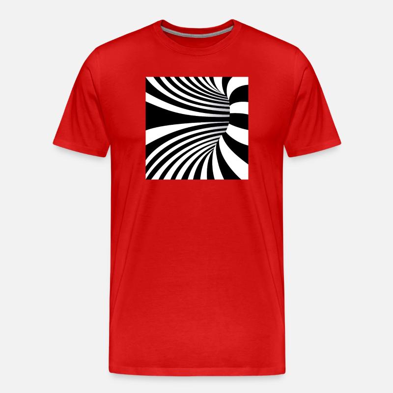 Hypnotische Schwarzweißwellen - Männer Premium Bio T-Shirt - Rot