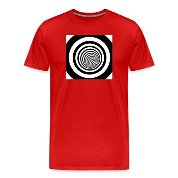 Hypnotic black and white spiral - Men's Premium Organic T-Shirt - red - Front - Damien (186cm)