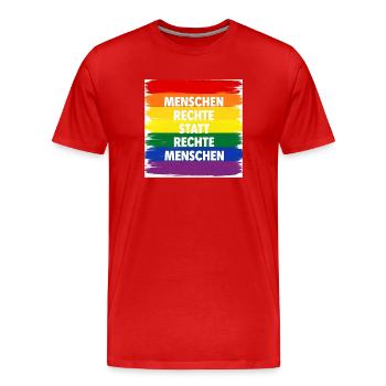 Human rights instead of right-wing people against hate - Men's Premium Organic T-Shirt - red - Front - Damien (186cm)
