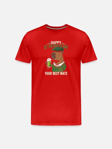 St. Patrick's Day Bear with Beer - Men's Premium Organic T-Shirt - red