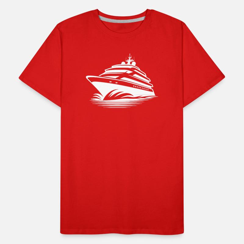 Yacht de croisière avec pleine vague devant T-shirt bio Premium Homme