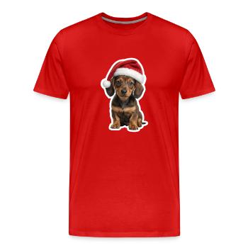 Dackel Welpe Weihnachten Hundefan - Männer Premium Bio T-Shirt - Rot - Vorne - Damien (186cm)