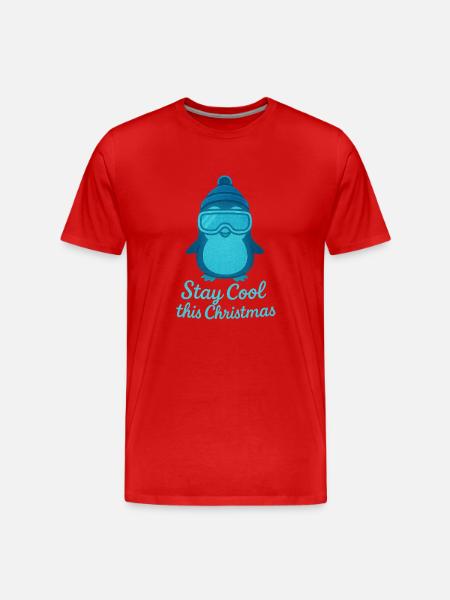 Stay Cool Christmas Penguin - Men's Premium Organic T-Shirt - red