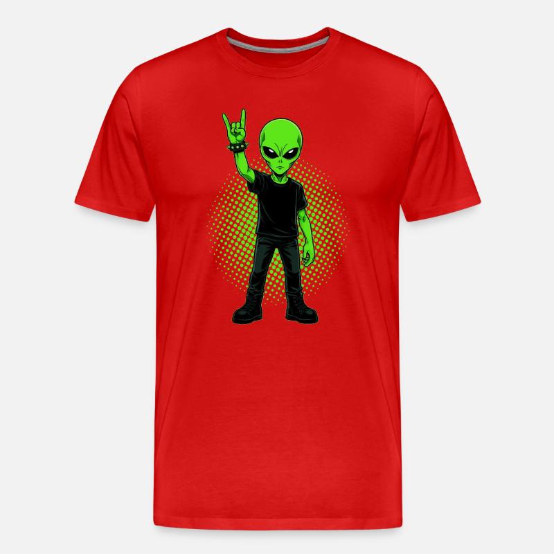 Heavy Metal Alien - Männer Premium Bio T-Shirt - Rot