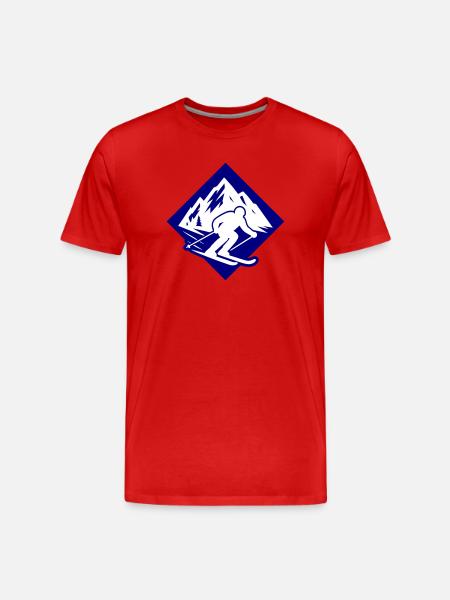 Ski Sport Silhouette Mountains - Men's Premium Organic T-Shirt - red