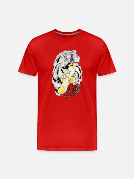 Ornamental circle feather wings - Men's Premium Organic T-Shirt - red