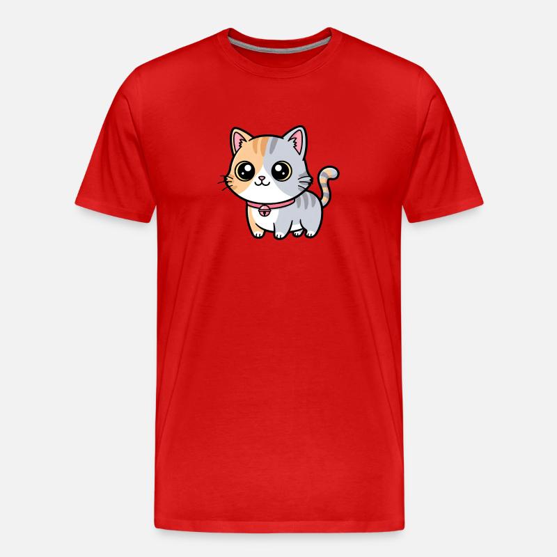 Calico Kitten Collar Charm - Men's Premium Organic T-Shirt - red