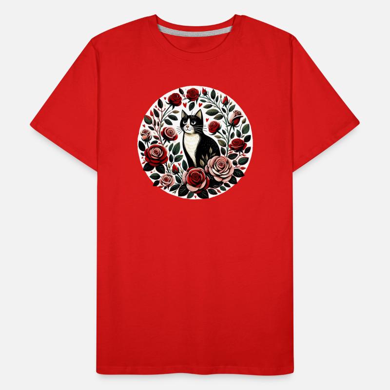 Rose Garden Cat Circle Men's Premium Organic T-Shirt