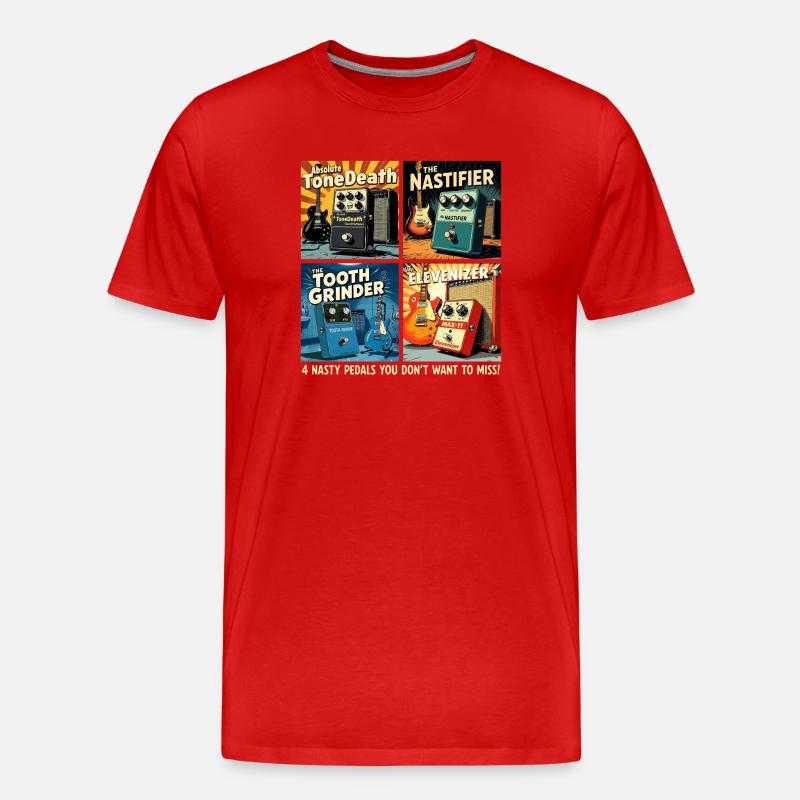 4 imaginäre Distortion-Pedale - Männer Premium Bio T-Shirt - Rot