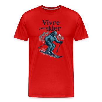 Vivre pour skier, skier pour vivre - T-shirt bio Premium Homme - rouge - Devant - Damien (186cm)