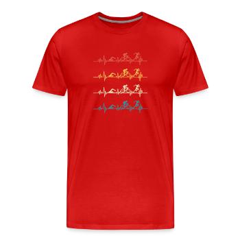 Triathlon heartbeat triathlete - T-shirt bio Premium Homme - rouge - Devant - Damien (186cm)