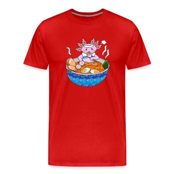 Cute Axolotl Ramen Kawaii Japanese Noodle Food Pet - Men's Premium Organic T-Shirt - red - Front - Damien (186cm)