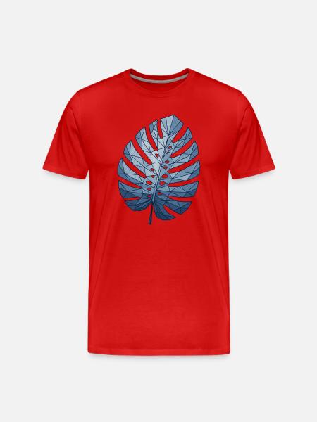 Geometric Monstera Blue - Men's Premium Organic T-Shirt - red