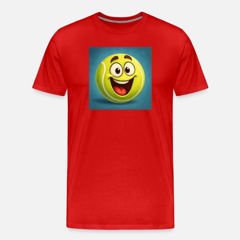 Glückliches Tennisball-Gesicht - Männer Premium Bio T-Shirt - Rot