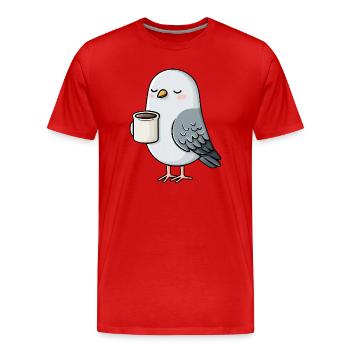 Bibper de café Pigeon Cosy - T-shirt bio Premium Homme - rouge - Devant - Damien (186cm)