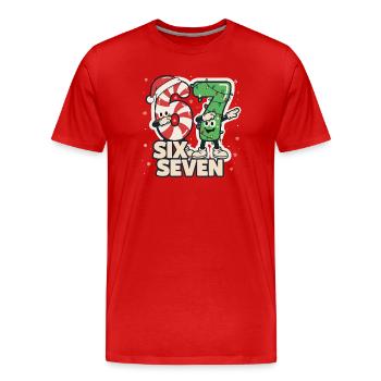 67 Meme Six Seven Dabbing Weihnachtsmann Lustig - Männer Premium Bio T-Shirt - Rot - Vorne - Damien (186cm)