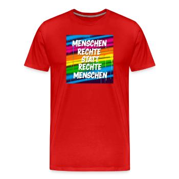 Human rights instead of right-wing people Street Art - Men's Premium Organic T-Shirt - red - Front - Damien (186cm)