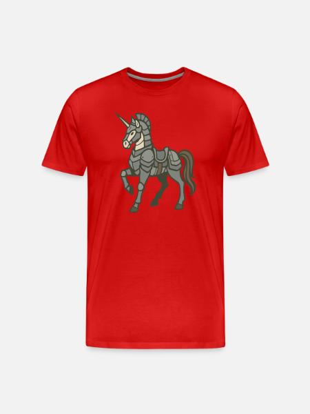 Fantasy-Design schwer gepanzerter Einhornritter - Männer Premium Bio T-Shirt - Rot