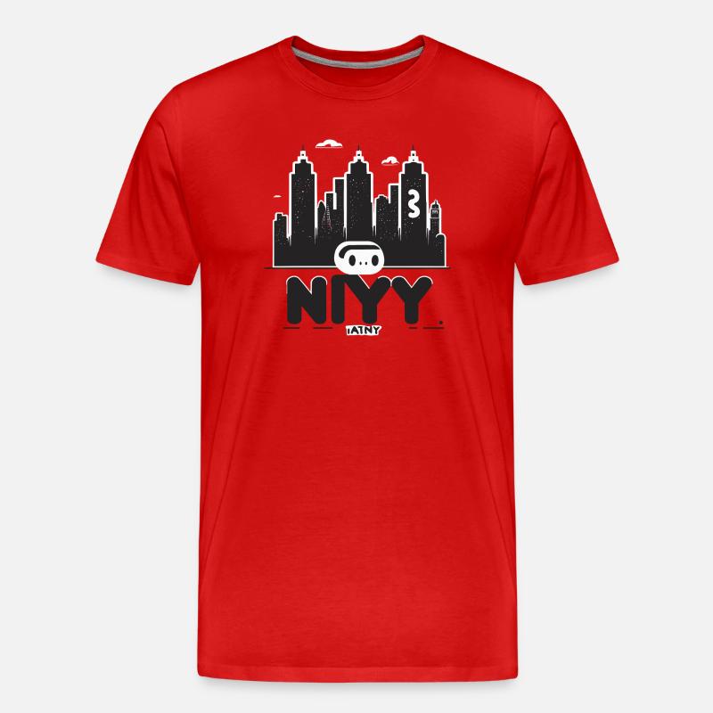 NYC Roboter Skyline Druck - Männer Premium Bio T-Shirt - Rot