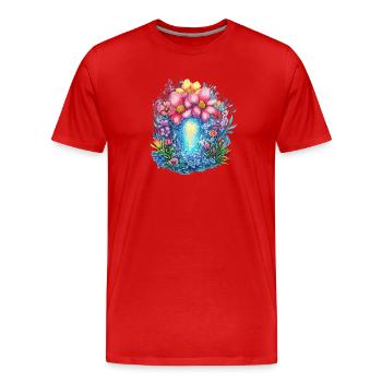 Portail de la Fleur du Déluge des Couleurs - T-shirt bio Premium Homme - rouge - Devant - Damien (186cm)