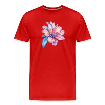 Hibiskus Farbexplosion Wasserfarben - Männer Premium Bio T-Shirt - Rot - Vorne - Damien (186cm)