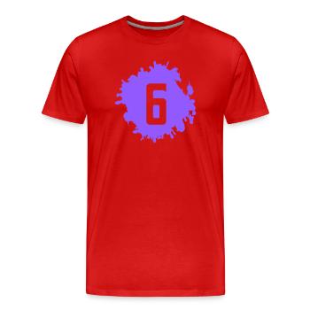 Éclat de couleur violette avec le chiffre 6 - T-shirt bio Premium Homme - rouge - Devant - Damien (186cm)