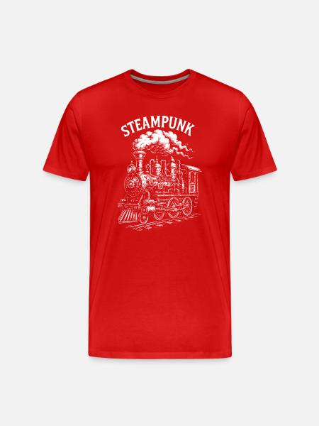 Steampunk damplokomotiv - Herre Premium T-shirt økologisk - rød
