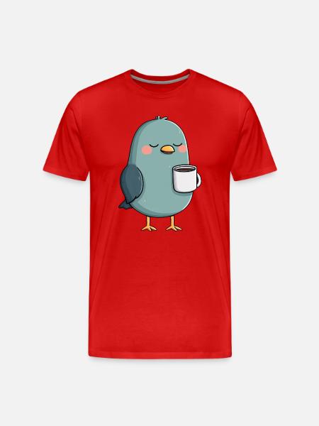 Teal Cup Bird Calm Morning - Men's Premium Organic T-Shirt - red