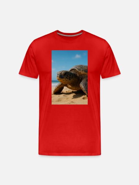 Sunny sea turtle on beach - Men's Premium Organic T-Shirt - red