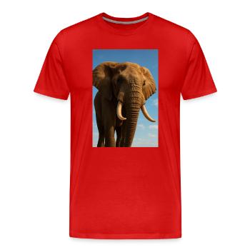 Portrait d’éléphant rayonnant par le soleil - T-shirt bio Premium Homme - rouge - Devant - Damien (186cm)