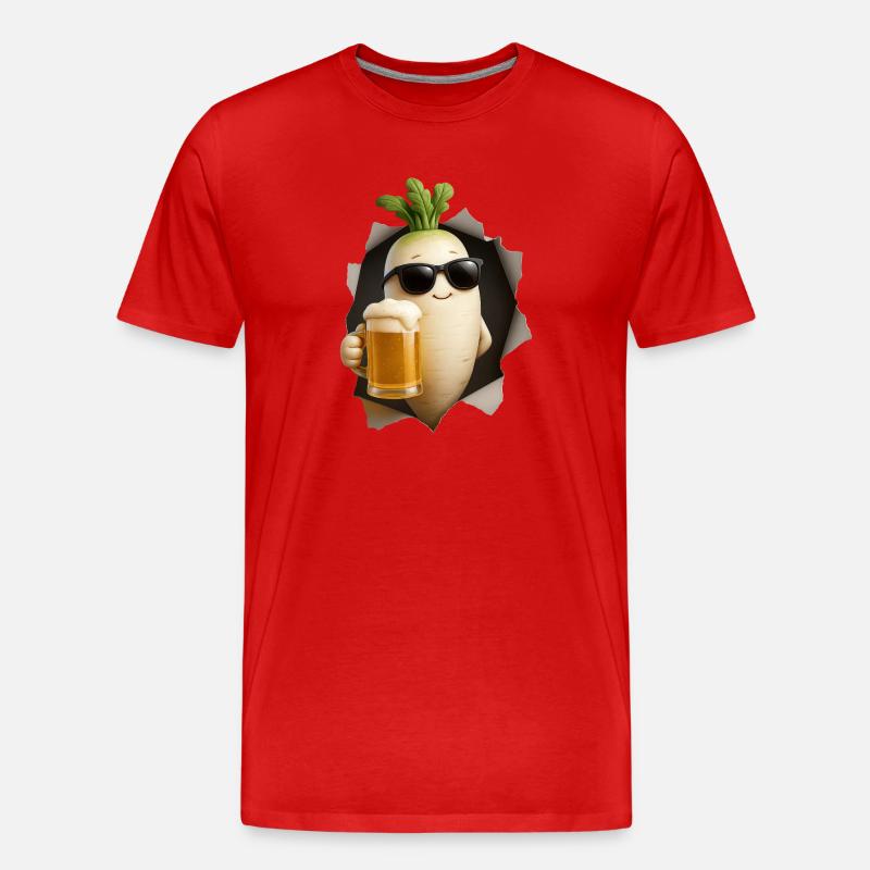 Radieschen Bier - Männer Premium Bio T-Shirt - Rot
