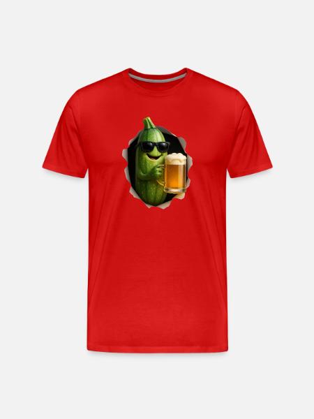 Zucchini Bier - Männer Premium Bio T-Shirt - Rot
