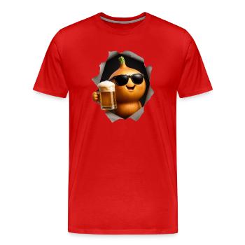 Zwiebel Bier - Männer Premium Bio T-Shirt - Rot - Vorne - Damien (186cm)