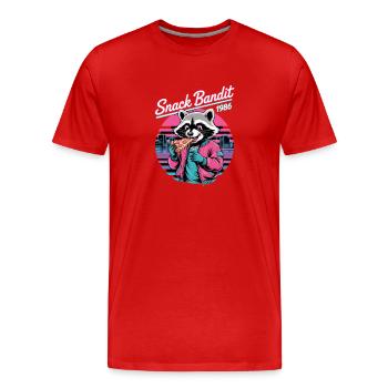 Snack Bandit 1986 Pizza Rétro Raccoon - T-shirt bio Premium Homme - rouge - Devant - Damien (186cm)