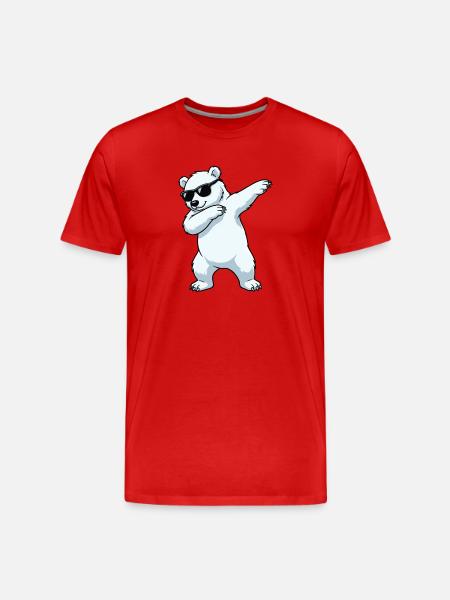 Dab Polar Bear Cartoon - Men's Premium Organic T-Shirt - red