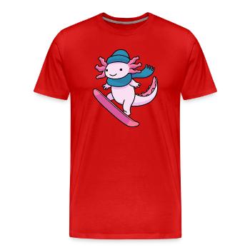 Sports de snowboard Axolotl de Kawaii - T-shirt bio Premium Homme - rouge - Devant - Damien (186cm)