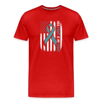 Cervical Cancer Awareness Ribbon, american flag - Men's Premium Organic T-Shirt - red - Front - Damien (186cm)