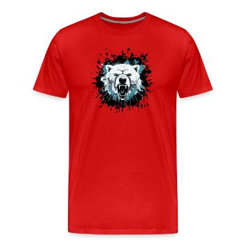 Eisbär im Splatter-Style - Männer Premium Bio T-Shirt - Rot - Vorne - Damien (186cm)