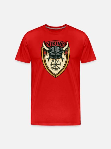 Viking Shield Helmet Emblem - Men's Premium Organic T-Shirt - red