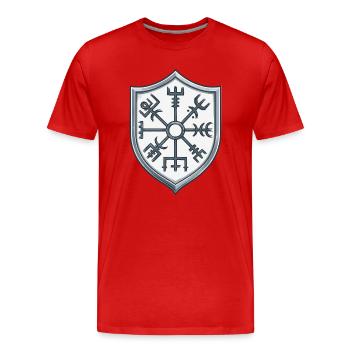 Vegvisir Schild Symbolik - Männer Premium Bio T-Shirt - Rot - Vorne - Damien (186cm)
