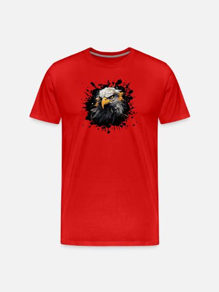 Adlerkopf Farb Splash - Männer Premium Bio T-Shirt - Rot