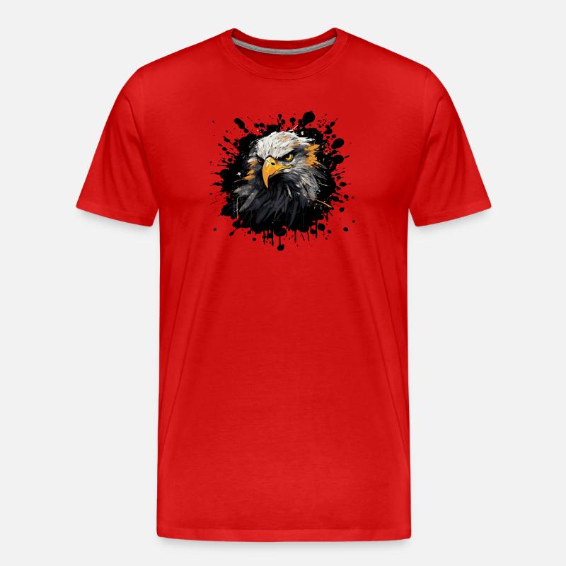 Adlerkopf Farb Splash - Männer Premium Bio T-Shirt - Rot